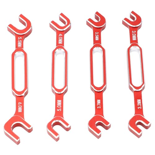 Rendebauschschlangen Nuss -Entferner, Multifunktionaler RC -Autoschlüssel 4pcs Aluminiumlegierung Leichtes Gewicht für Wohnmobil Drift Autos Reparatur (Rot) von Generic