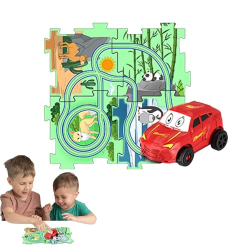 Rennbahn-Set für Kinder Puzzle Racer, Puzzle-Autobahn - Lernspiele Race Track Puzzle Board | Lernspielzeug, Feinmotorik-Spiele, Erdthema, Puzzlebahn von Generic