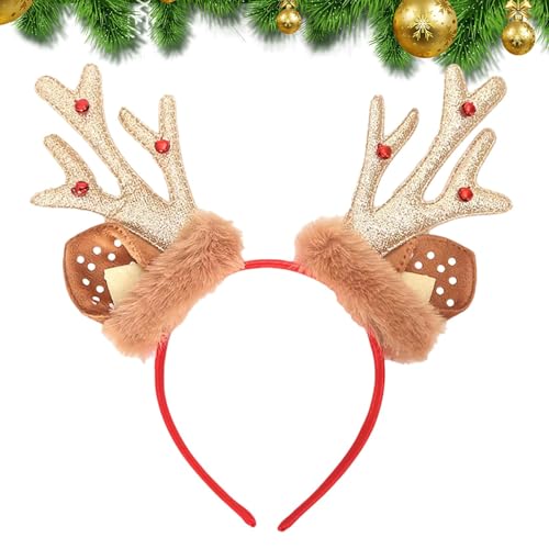 Rentier-Geweih-Haarreifen | Rentier Ohren Stirnband für Frauen, Bühnenkostüme, Winterfestival Holzstirnbänder für Frauen, festliche Deko mit Glocken Rentier-Geweih-Haarreifen | Rentier Ohren Stirnband für Frauen, Bühnenkostüme, Winterfestival Holzstirnbänder für Frauen, festliche Deko mit Glocken von Generic