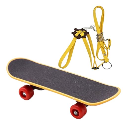 Reptilien-Trainingsset – Schildkrötenseil und Skateboard-Set für kleine Haustiere | Einstellbare mit Rollrand | Lustiges Fußspielzeug für Bartagdrachen, Leguane von Generic