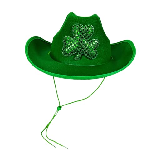 Requisiten für Partys zum St. Patrick's Day – Grüner Wickel-Anglerhut im irischen Stil mit Pailletten Hut Lustig Anglerhut Frottee von Generic