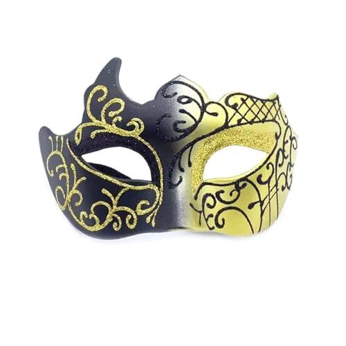 Retro Painted Half Face Masquerade Mask for Women and Men, Venice Mask, Halloween Costume Accessories, Cosplay Party Props(Black gold) von Generic