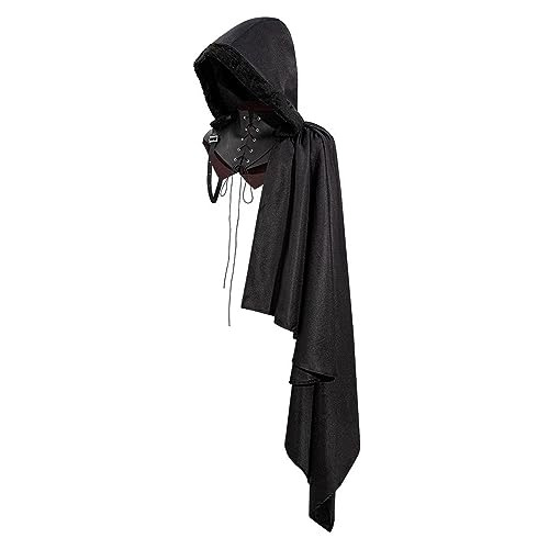 Retro Style Shawl Knight Cape Cosplay Punk Black Lace up Victorian Armor Single Shoulder Shawl for Adult Stage Performance Men Women von Generic