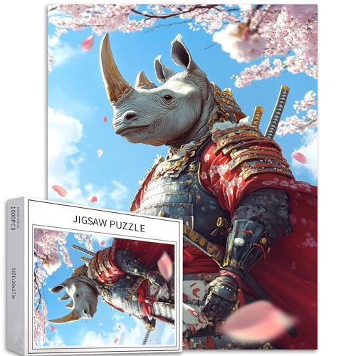 Rhino Warrior 1000-teiliges Puzzle für Erwachsene, roter Umhang, flatternde Szene, Kunst-Puzzle, anspruchsvolle Familienaktivitäten, buntes Bastelpuzzle für Heimdekoration, Geschenke, 50,8 x 68,6 cm Rhino Warrior 1000-teiliges Puzzle für Erwachsene, roter Umhang, flatternde Szene, Kunst-Puzzle, anspruchsvolle Familienaktivitäten, buntes Bastelpuzzle für Heimdekoration, Geschenke, 50,8 x 68,6 cm von Generic