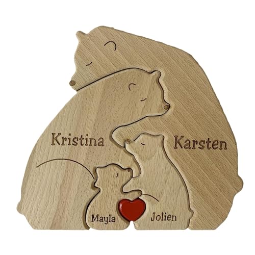 Riddles for Wooden Bear Families Holzpuzzle, Familienpuzzle aus Holz | Pädagogisches Bär Puzzle mit Motiv für Tierfamilien Holzskulptur Deko als Tischaufhänger f von Generic