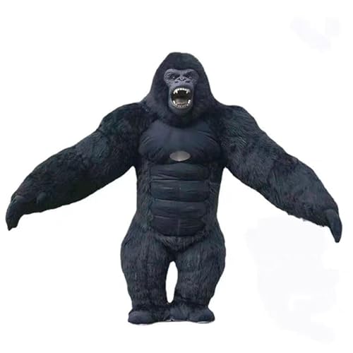 Riesiges 2,5 m aufblasbares Gorilla-Kostüm, Gorilla-Maskottchen, lustiges Halloween-Partyanzug, Maskottchen-Kostüm für Erwachsene (schwarz, 2,5) von Generic