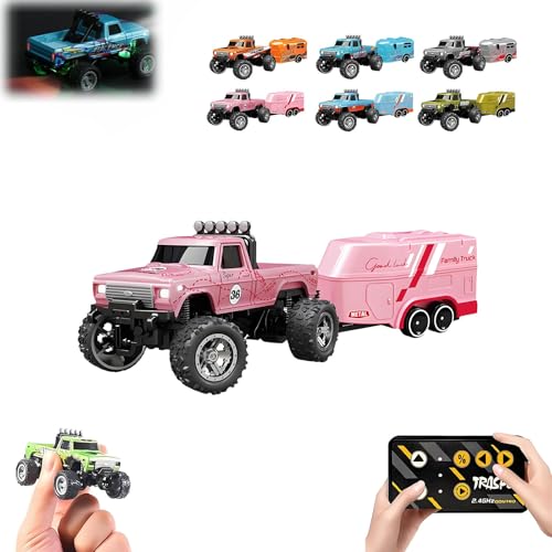 Riprush Mini Monster 1/64 2026 LED-Offroad-Rennrad mit LED-Lichtern, 3 Geschwindigkeitsmodi, 2,4-GHz-Rennsystem, für Fans und Sammler ab 14 Jahren (Pink) von Generic