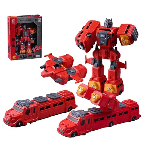 Roboter-Baufahrzeuge, Transformator-Spielzeuge für Kinder, zusammengebautes Feuerwehrauto mit magnetischer Transformation, Auto-Spielzeug mit Transformation Ma von Generic
