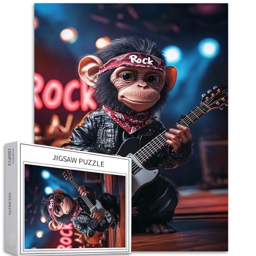 Rock Monkey Puzzle für Erwachsene, 1000 Teile, Pixar-Fantasie-Kunst-Puzzle, bunt, DIY-Puzzle, Heimdekoration, Geschenke, Familienpuzzle, perfekt für Spieleabende, 50 x 70 cm von Generic