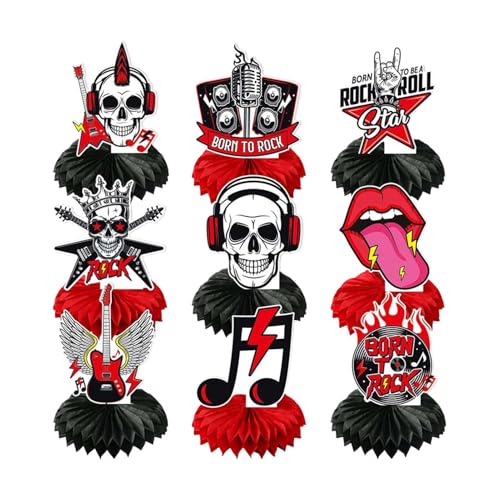 Rock and Roll Party Dekorationen, Rockstar Party Dekorationen, Rock and Roll 3D Wasserdicht Rockstar Party Supplies, Musik Thema Party Dekorationen, Party Tischdekoration von Generic