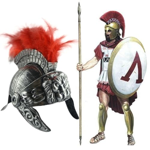 Römische Helme Erwachsene - Griechische Helme, Federlöwenhut | authentisch aussehende Vintage Soldaten Kopfbedeckung - Leichter Kunststoff Helm Spartaner Hut, Soldatenhelm, von Generic