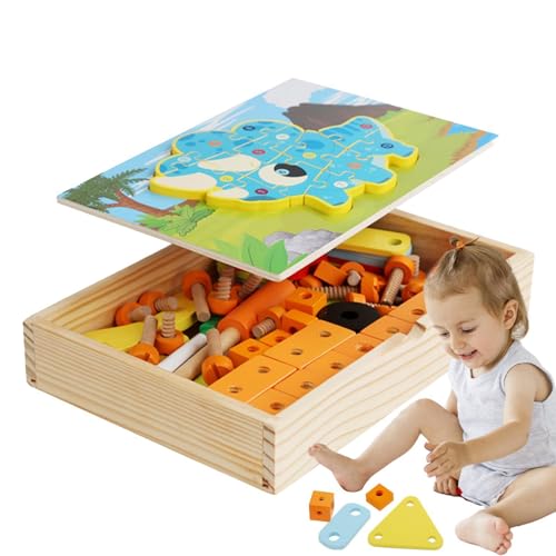 Rollenspiel-Werkzeugkasten, Kinder-Werkzeugkasten aus - -Zeichenspielset - Vorschulspielzeug zum Zerlegen von Nüssen, pädagogisches STEM-Zeichenbrettspielzeug mit Blöcken und Puzzles für die Rollenspiel-Werkzeugkasten, Kinder-Werkzeugkasten aus - -Zeichenspielset - Vorschulspielzeug zum Zerlegen von Nüssen, pädagogisches STEM-Zeichenbrettspielzeug mit Blöcken und Puzzles für die von Generic