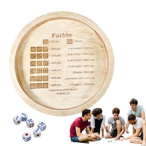 Rollwürfelbrett – rundes Würfelbrett aus Holz für Tischspiele | Perfektes Brettspielzubehör für Familienabende, Camping, Reisen und Meetings, 13,78 Zoll von Generic