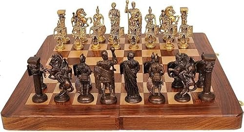 Roman Brass Schachspiel mit Holzbrett, 2 Spieler, Braun Roman Brass Schachspiel mit Holzbrett, 2 Spieler, Braun von Generic