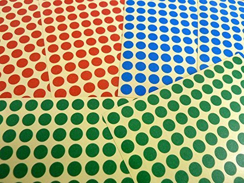 Rot Blau Grün Sticker Klein 8mm Runde Runde Farbige Klebeetiketten von Generic