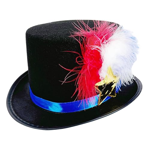 Roter Hut Weiß und Blau, Patriotischer High-End-Hut | Star Flag Patriotic Top Hat,Festliche ,Lustiger Karnevalsbrecher,Urlaubsumzug Zubehör,Kostümzubehör von Generic