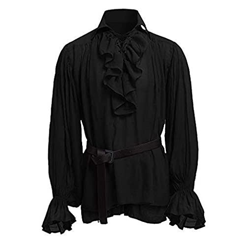 Rüschenhemd Herren Gothic Mittelalter Piraten Hemd Viktorianisch Vintage Bluse Steampunk Karneval Bluse Halloween Kostüm Shirt von Generic