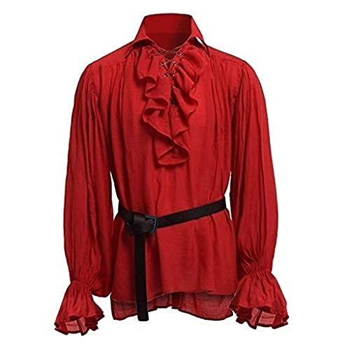 Rüschenhemd Herren Gothic Mittelalter Piraten Hemd Viktorianisch Vintage Bluse Steampunk Karneval Bluse Halloween Kostüm Shirt von Generic