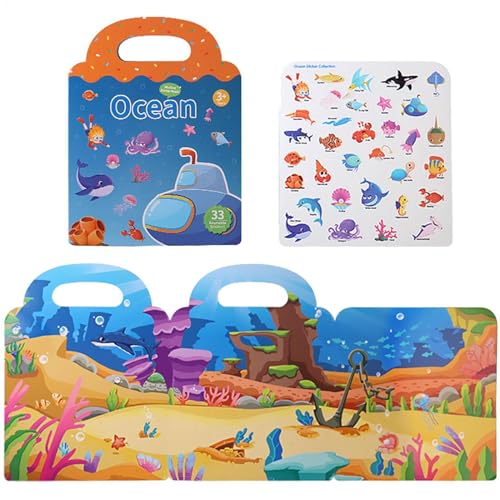 Ruhiges Aufkleberbuch, Kinder wiederverwendbares Aufkleberbuch, Wasserdichtes, restwertiges -Puzzle tragbar, Lernwerkzeug für frühe Bildung für Alter 3+, faltbar mit dem Griff für Mädchen Ruhiges Aufkleberbuch, Kinder wiederverwendbares Aufkleberbuch, Wasserdichtes, restwertiges -Puzzle tragbar, Lernwerkzeug für frühe Bildung für Alter 3+, faltbar mit dem Griff für Mädchen von Generic