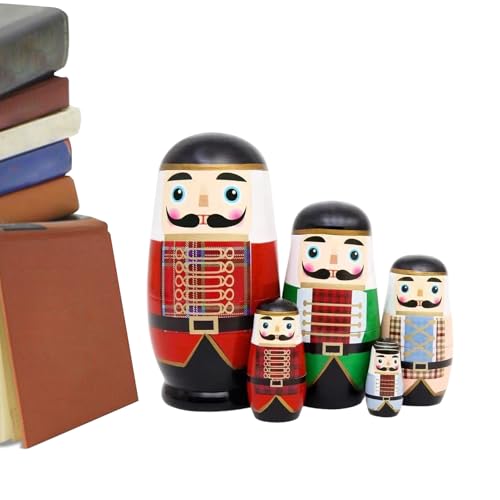 Russische Puppen, Nussknacker, 5 Stück, stapelbar, aus Holz, handgeschnitzt, für Dekoration, Mittelstück, Partys, Kinderzimmer, Kamin, Wohnzimmer, Innendekoration Russische Puppen, Nussknacker, 5 Stück, stapelbar, aus Holz, handgeschnitzt, für Dekoration, Mittelstück, Partys, Kinderzimmer, Kamin, Wohnzimmer, Innendekoration von Generic