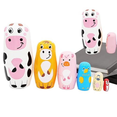 Russische Puppen, verschachtelte Puppen für Kinder, sechslagiges Nistspielzeug, Holztiere, niedliche russische Cartoon-Puppe, Ostereier mit Nistkasten für Ostern, Russische Puppen, verschachtelte Puppen für Kinder, sechslagiges Nistspielzeug, Holztiere, niedliche russische Cartoon-Puppe, Ostereier mit Nistkasten für Ostern, von Generic