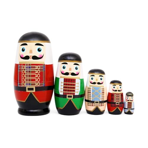 Russische Puppen, zusammensteckbar, Nussknacker-Statue, handgefertigt, Holzmodell, Dekoration für Wohnzimmer, Tisch, Partys, Kinderzimmer, Eingangsbereich Russische Puppen, zusammensteckbar, Nussknacker-Statue, handgefertigt, Holzmodell, Dekoration für Wohnzimmer, Tisch, Partys, Kinderzimmer, Eingangsbereich von Generic