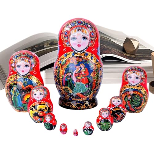 Russische Puppen – Babuschka-Puppen, handbemalte Blumen, traditionelle Babuschka-Wohndekoration | Handgefertigte Stapelpuppen aus | 10-lagige russische Nistpuppen für Kinder und Erwachsene, Weihn Russische Puppen – Babuschka-Puppen, handbemalte Blumen, traditionelle Babuschka-Wohndekoration | Handgefertigte Stapelpuppen aus | 10-lagige russische Nistpuppen für Kinder und Erwachsene, Weihn von Generic