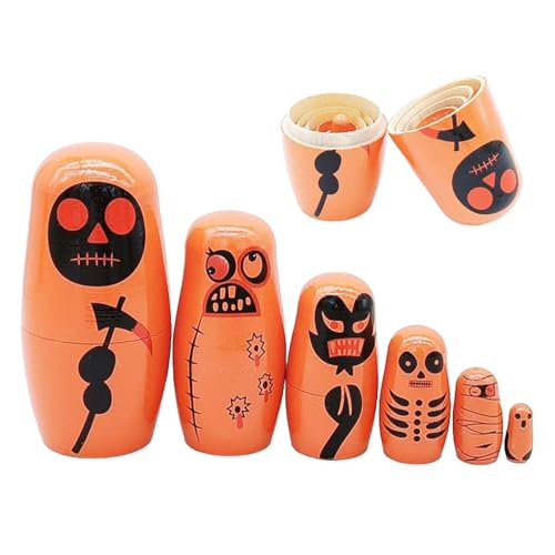 Russische Stapelpuppen – 6-lagige hölzerne Nistpuppen, handwerklich hergestellte russische Puppen | Russische Nistpuppen – 6-lagiges Set mit Nistpuppen aus, handgefertigte russische Puppen, von Generic