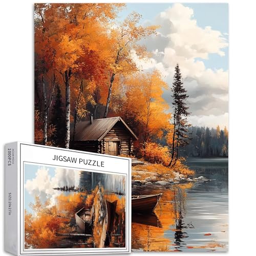 Rustikale Hütte, 1000-teiliges Puzzle für Erwachsene, Herbstlandschaftskunst-Puzzle, bunte DIY-Puzzles für Heimdekoration, Geschenke, Familienpuzzle, perfekt für Spieleabende, 50,8 x 68,6 cm Rustikale Hütte, 1000-teiliges Puzzle für Erwachsene, Herbstlandschaftskunst-Puzzle, bunte DIY-Puzzles für Heimdekoration, Geschenke, Familienpuzzle, perfekt für Spieleabende, 50,8 x 68,6 cm von Generic
