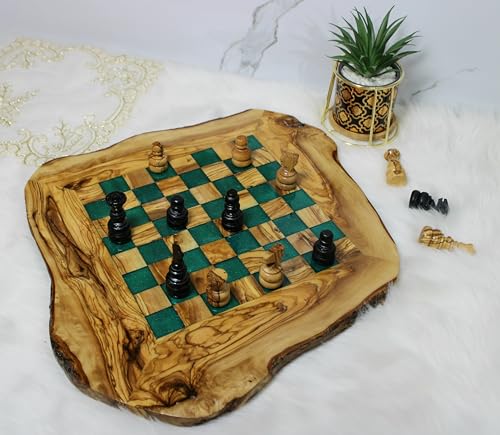Rustikales Schachset, Kunstharz, türkisfarbenes Schach, 45 cm Schachbrett, 45 cm Schachbrett, einzigartiges Schach von Generic