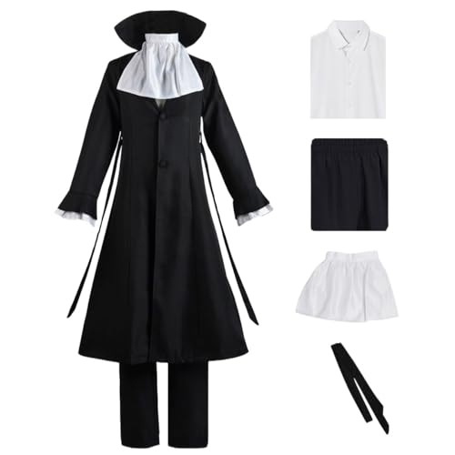 Ryunosuke Akutagawa Cosplay Outfit Für Männer Anime Kostüm Schwarz Uniform Mit Shirt Full Sets (Schwarz,XXL) von Generic