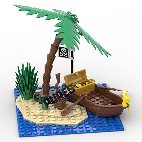 SAYN Pirateninsel für Piraten der Karibik, Piraten Bausteine Bauset mit Piratenschiff, Kompatibel 21322 Pirates of Barracuda Bay (Typ 1) von Generic