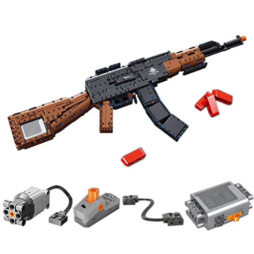 SAYN Technik Gewehr Bausteine Bausatz, 1179 Klemmbausteine Technik AK47 Gewehr Modell mit PF Bausatz und Schussfunktion, Kompatibel mit Lego von Generic