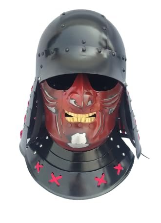 SX Nautical Instruments Mittelalterlicher Stahl Samurai Rüstung Helm Halloween Cosplay Kostüm (Schwarz), Schwarz, adult von Generic