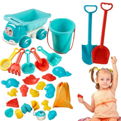 Sandkastenspielzeug, Spielzeug für – 29-teiliges Strandspielzeug-Set | Aufbewahrungstasche, tragbarer Eimer, Rechen, Gießdose, Siebe, Schaufeln für Reisen im Freien von Generic