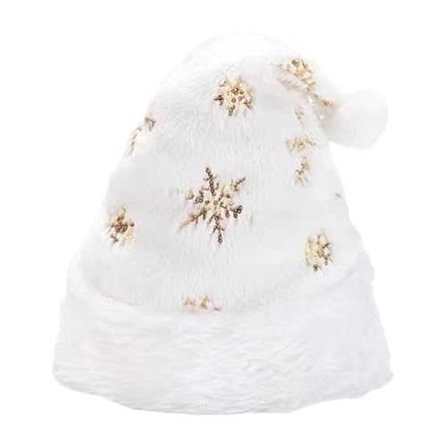 Santa Hut für Erwachsene - Unisex Holiday Hut mit glitzernden Schneeflocken, Fuzzy -Weihnachtshut für Weihnachtsferiendekoration Santa Hut für Erwachsene - Unisex Holiday Hut mit glitzernden Schneeflocken, Fuzzy -Weihnachtshut für Weihnachtsferiendekoration von Generic