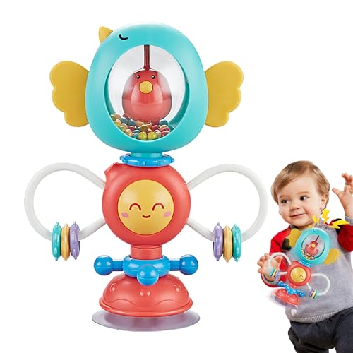 Saugspielzeug Neugeborenes Spiel | Hochstuhlspielzeugset | Sensorisches Zahnen Spielzeug mit Saugbasis für Tablettrasseln für Babys 6 Monate Plus sicheres Softler von Generic