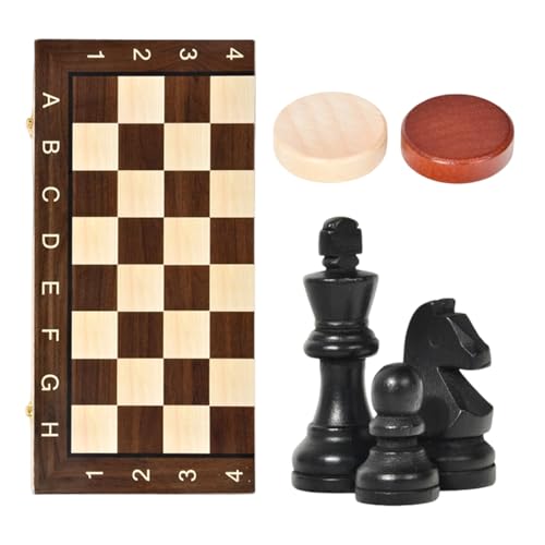 Schach-Set, tragbares Schachbrett-Set, pädagogisch, zusammenklappbar, aus Holz, Backgammon-Checker für Damen, Herren, Kinder, Erwachsene, Anfänger von Generic