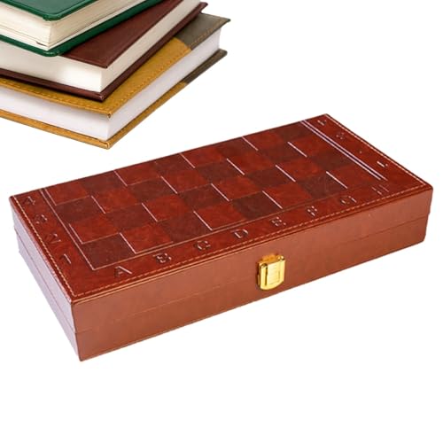 Schachbrettspiel, Schachbrettspiel aus Holz, tragbares Schachspiel mit Schachstücken, Schachspiel, klappbares Schachbrett, lustiges Spielzeug für die Fami von Generic
