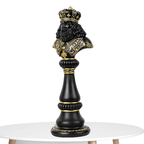 Schachfiguren-Statue – Schachharz-Ornamente, Hausmodell, Heimdekoration, Schachfiguren Aus Schwarz- Und Weißgold Und Silber | Sammlerfigur Aus Handgefertigtem Kunstharz, Figur von Generic