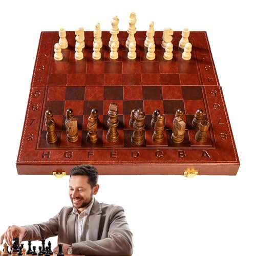 Schachspiel, Schachspiel aus Holz | Lernspiel mit Schachfiguren - Schachspiel, faltbares Schachbrett, Puzzlespiel für Zuhause und Reisen von Generic