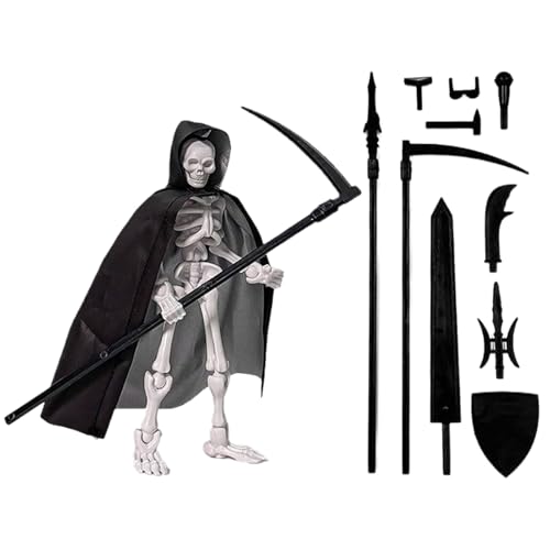 Schädel Charaktermodell - Skeleton Action-Spielzeug, Cloaked Figurine Statue | Posierbare gotische Montagekampf Prop Display Stück, Movible Knochen Figurine Spiel-Setup, Hat Cloaks Skele Schädel Charaktermodell - Skeleton Action-Spielzeug, Cloaked Figurine Statue | Posierbare gotische Montagekampf Prop Display Stück, Movible Knochen Figurine Spiel-Setup, Hat Cloaks Skele von Generic