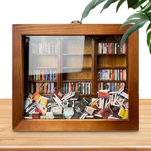 Schältes Mini-Bücherregal - Holzregal, winzige Heimdekoration | Lustiges Stressabbau, Bücherregal Spielzeug für Reisen, Büro Schältes Mini-Bücherregal - Holzregal, winzige Heimdekoration | Lustiges Stressabbau, Bücherregal Spielzeug für Reisen, Büro von Generic