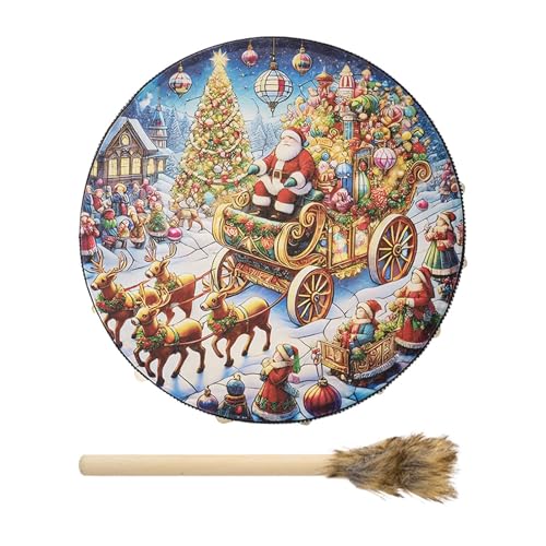 Schamanische Handtrommel | 10 Zoll Weihnachten Holz Shaman Drums mit Drumstick - Klangheilungswerkzeug, spirituelles Instrument für Meditation, Heimdekorationen Schamanische Handtrommel | 10 Zoll Weihnachten Holz Shaman Drums mit Drumstick - Klangheilungswerkzeug, spirituelles Instrument für Meditation, Heimdekorationen von Generic