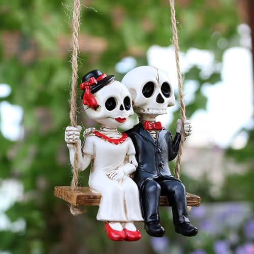Schaukel-Skelett-Paar,lustige Skelett-Schaukel-Hängeornamente,Schaukel-Skelett,niedliche Totenkopf-Skulptur zum Aufhängen, Kunstharz, lustige Figur Schaukel-Skelett-Paar,lustige Skelett-Schaukel-Hängeornamente,Schaukel-Skelett,niedliche Totenkopf-Skulptur zum Aufhängen, Kunstharz, lustige Figur von Generic