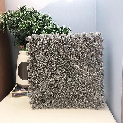 Schaumstoffmatte, 30 Stück, Plüsch-Puzzle, Bodenmatte aus Schaumstoff, Fliesen mit Rand, modularer Teppich, waschbar, ineinandergreifende Spielmatte, 30 x 30 x 12 x 0,4 cm von Generic