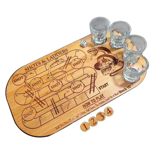Schieß- und Tischleiter, Trinkspiel für Schießen und Treppen, Brettspiel für Trinkshoots und Ladders, Brettspiel Schlangen und Treppen für Geburtstag, Hochzeit, 38 x 19 cm von Generic