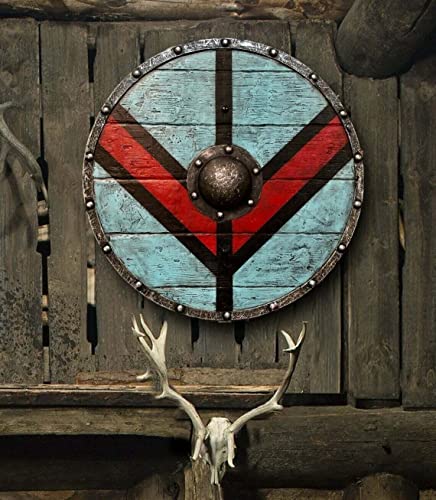 Schild Wikinger Lagertha mittelalterliche Schlachtkrieger, runder Kampfkrieger, Holz, persisch, kunstvoll, Indo-Ritter, getragen, historisches Iv 24 Geschenk, Königreich Cosplay Schild Wikinger Lagertha mittelalterliche Schlachtkrieger, runder Kampfkrieger, Holz, persisch, kunstvoll, Indo-Ritter, getragen, historisches Iv 24 Geschenk, Königreich Cosplay von Generic