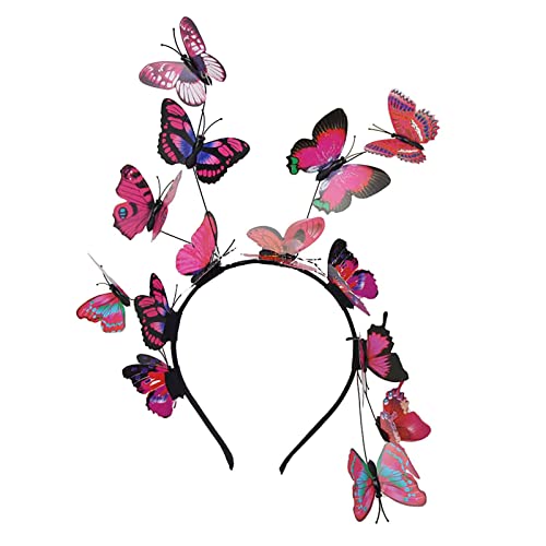 Schmetterlings Stirnband, Schmetterling Haarband Cocktail Tee Party Karneval Kostüm Accessoires Party Stirnband für Hochzeit Foto Requisite Kopfschmuck, Schmetterling Fascinator (Heißes Rosa) von Generic