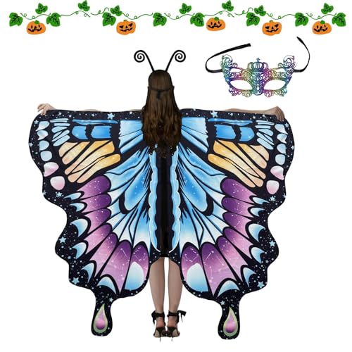 Schmetterlingsflügel-Kostüm – Schmetterlingsflügelumhang für Damen, Schmetterlingskostüm für Damen, Schmetterlingsflügel für Damen, Halloween-Kostüme mit Feenflügeln, Schal Schmetterlingsflügel-Kostüm – Schmetterlingsflügelumhang für Damen, Schmetterlingskostüm für Damen, Schmetterlingsflügel für Damen, Halloween-Kostüme mit Feenflügeln, Schal von Generic